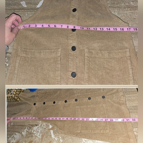 NWOT Pull&Bear Pull & Bear Corduroy Overall Dress Skirt Jumper Tan Size S - Picture 6 of 9